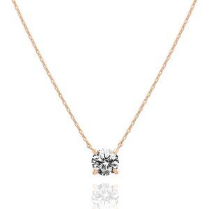 PAVOI Rose 14K Gold Plated Crystal Solitaire Zirconia Dainty Choker Necklace